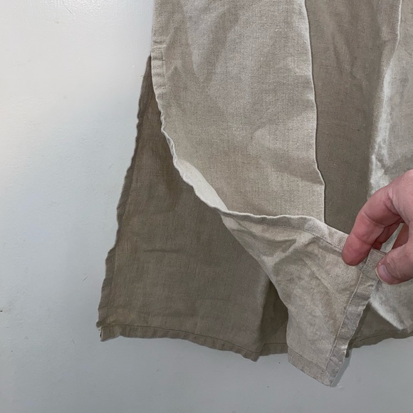 Classy LL Bean Women’s Reg Large 100% Linen Skirt Elastic Waist/Dual Side Slits - Picture 3 of 9